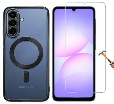Produktbild von 2in1 Schutzglas + Schutzhülle für Samsung Galaxy A16 mit Kameraschutz Magnetisch für MagSafe Ladegerät Panzerglas Hülle Cover Silikonhülle Schwarz