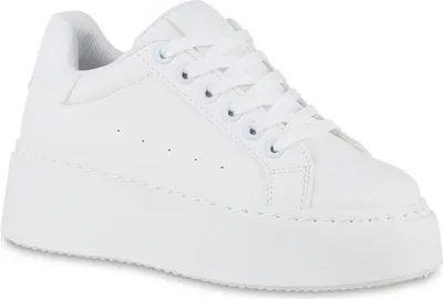 Produktbild von VAN HILL Damen Plateau Sneaker Schnürer Freizeit Schuhe 840983, Farbe: Weiß, Größe: 37