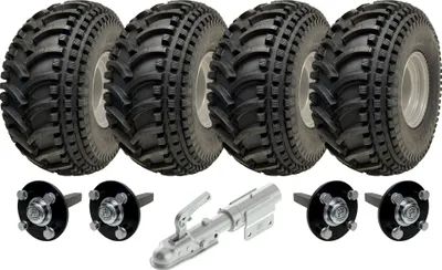 Image de 22x11.00-8 Twin Axle ATV Trailer Kit Wheels, Axles & Swivel Hitch Capacity 620kg
