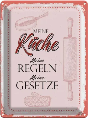 Produktbild von vianmo Blechschild 40x30 cm Meine Küche Regeln Kochen Essen