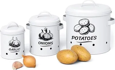 Produktbild von Aufbewahrungsboxen für Kartoffeln, Zwiebeln und Knoblauch - 3er-Set
