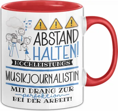Produktbild von Musikjournalistin Tasse Geschenk Lustig Abstand Halten Hochleistungs-Musikjournalistin Mit Drang Zur Perfektion Bei Der Arbeit (Rot)