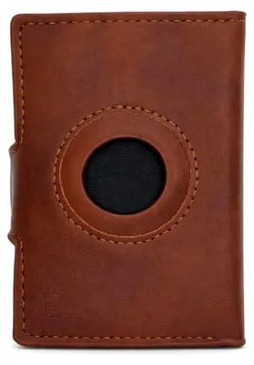 Produktbild von Slim Wallet Herren Geldbeutel – Leder Kartenetui mit Münzfach & AirTag-kompatiblem Tracker-Fach (AirTag Nicht enthalten)
