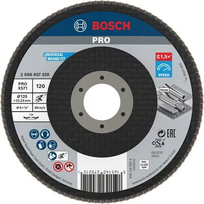 Produktbild von PRO X571 Fächerschleifscheibe, abgewinkelt, 125 mm, K120