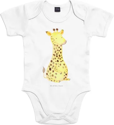 Produktbild von Mr. & Mrs. Panda Strampler Baby Giraffe Zufrieden 1. - 3. Monat - Heather Grey - Geschenk, Einteiler, babykleidung body, Afrika, overall, Babybody, Glück, Abenteuer