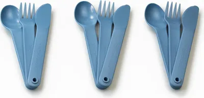 Produktbild von TUPPERWARE To Go Picknick Besteck SET (3) blau Messer + Gabel + Löffel