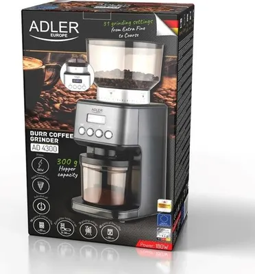 Immagine prodotto di Macinacaffè Adler Burr | AD 4300 | 180 W | Capacità chicchi di caffè 300 g | Nero