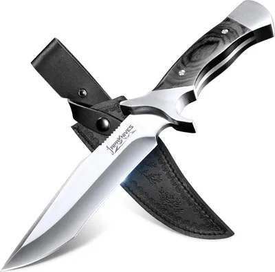 Zdjęcie produktu dla Outdoorowy nóż survivalowy ze skórzaną pochwą dla mężczyzn biwakowanie polowanie bushcraft