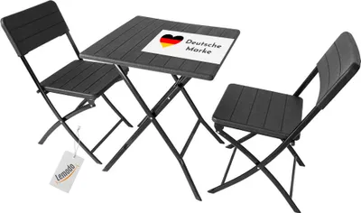 Produktbild von Klappbares Balkonmöbel Set 3-teilig, 2x Balkonstühle + 1x Balkontisch, Holzoptik