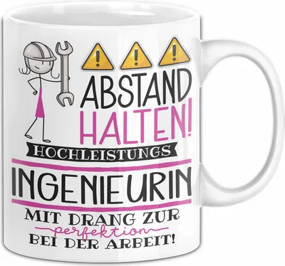 Produktbild von Ingenieurin Tasse Geschenk Lustig Abstand Halten Hochleistungs-Ingenieurin Mit Drang Zur Perfektion Bei Der Arbeit (Weiß)