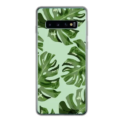 Produktbild von MuchoWow® Handyhülle Schutzhülle Hülle für Samsung Galaxy S10 Blätter - Tropisch - Pastell Silikon Softcase Handy Hülle - Handytasche