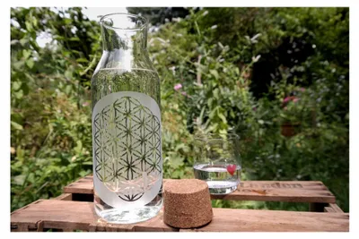 Produktbild von 1,0 l Karaffe mit Lebensblume und Korkverschluss
