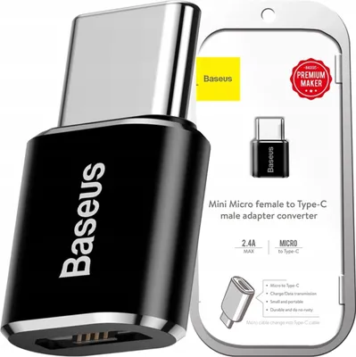 Immagine prodotto di Baseus ABMU24ABK cavo con cambio di genere microUSB Tipo-C Nero, Argento