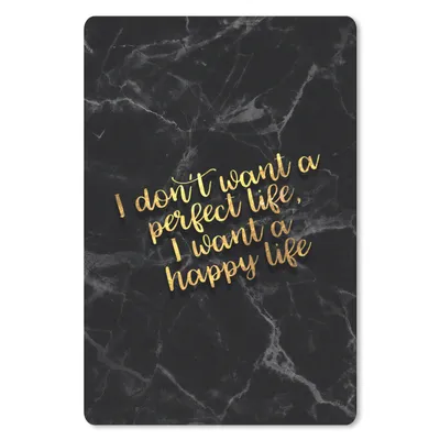 Produktbild von MuchoWow® Mauspad Mousepad Zitat - Glücklich - Gold - Marmor 18x27 cm - Mousepads - Maus Mat - Pad - Mausunterlage
