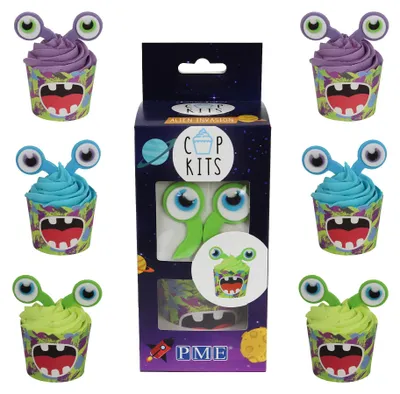 Cupcake-Deko-Set Außerirdische Invasion, 18-teilig