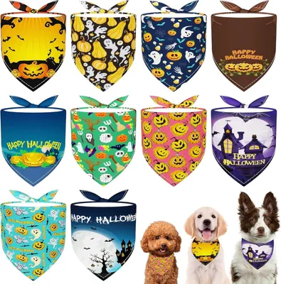 Obrázek produktu pro Omgoods – Sada 10 Halloweenových obojků pro psy s různými vzory