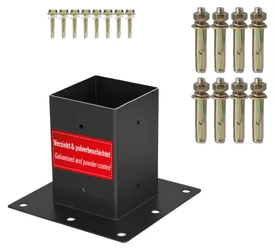 Produktbild von SOTECH Bodenhülse 90 x 90 mm schwarz – Pfostenträger zum Einbetonieren