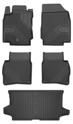 Productafbeelding van Rubberen automatten + kofferbakmat voor Nissan Note I 2006-2012 (MPV) – 5-delig, zwart, op maat – Wielganizator