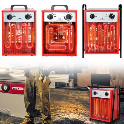 Produktbild von VA-Cerulean Elektroheizer 3 kW 220 V, Heizlüfter mit 3 Heizstufen, Bauheizer mit Netzkabel