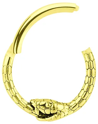 Produktbild von Piercing Segment Ring Clicker in 1,2 x 8 mm mit Schlange in gold