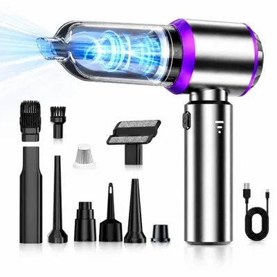 Produktbild von Handstaubsauger, 18000Pa Akku staubsauger Kabellos, Multifunktional Leicht MiniAutostaubsauger mit Waschbar HEPA-Filter, Aufladbar Tragbar, Lila