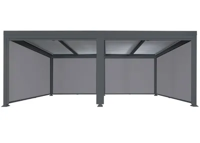 Produktbild von Alu Pergola MCW-L41 mit 6x Seitenwand, Lamellen-Pavillon, stabiles 8cm-Metall-Gestell 3x6m  anthrazit