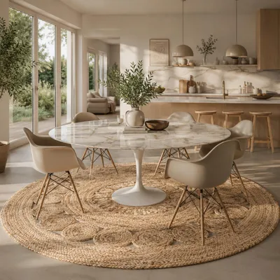 Produktbild von Naturfaser Handgefertigt Jute Teppich Geflochten Pia Rund, Größe:200 cm Rund