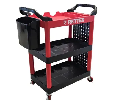 Immagine prodotto di Carrello portautensili mobile multiuso con organizer – 3 ripiani con ganci e secchio per la pulizia/preparazione dei dettagli