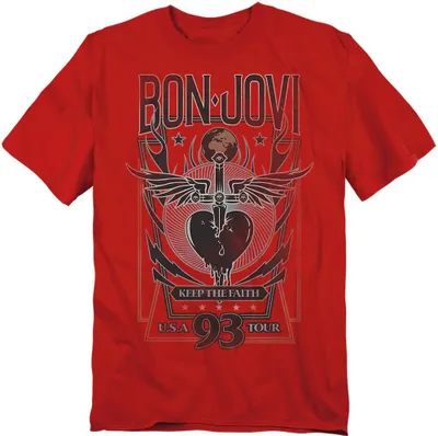 Obrázok produktu pre Bon Jovi - Tričko "Keep The Faith" pre mužov/dámy Uni TV20687 (S) (Red)