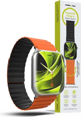 Obrázek produktu pro Mobile Origin AWMS-02-ORG-BLK, Kapela, Chytré hodinky, Černá, Oranžová, Apple, Apple Watch 44mm, 45mm, 46mm, Silikon