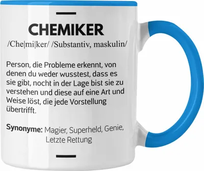 Produktbild von Trendation - Chemiker Geschenke Tassen Tasse Chemielaborant Chemie Geschenk Chemielabor Gadget Geschenkidee Lustig (Blau)