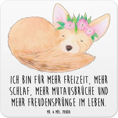 Produktbild von Mr. & Mrs. Panda Getränkeuntersetzer Wüstenfuchs Blumen 10er Set - Weiß - Geschenk, Tassen-Untersetzer, Untersetzer Gläser, Tischuntersetzer, Wüste, Afrika, Coaster, für