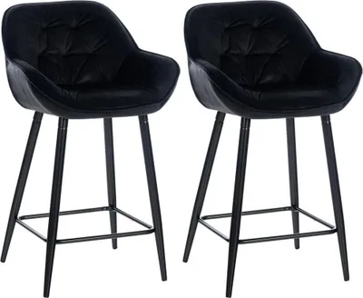Produktbild von Samt Barhocker 2er Set – Barhocker – hoher Sitzkomfort und elegantes Design | Farbe: Schwarz