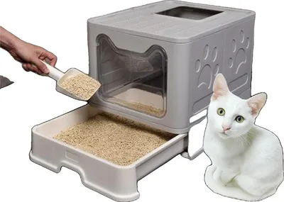 Produktbild von Katzenstreu Box, Faltbares Design, Geruchskontrolle, GRAU