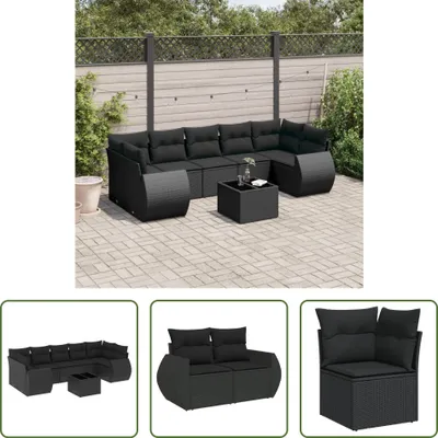 Produktbild von The Living Store 8-tlg. Garten-Sofagarnitur mit Kissen Schwarz Poly Rattan