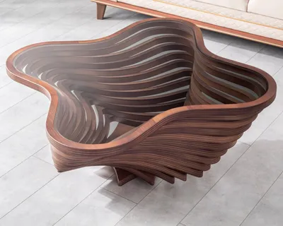 Produktbild von Couchtisch Beistelltisch Susan Walnuss moderner Kaffeetisch Wohnzimmertisch Glas 90x90x42cm Nussbaum