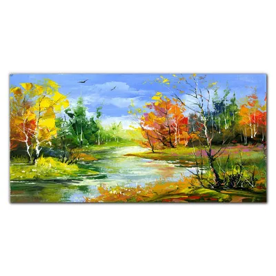 Produktbild von Coloray Bild aus Leinwand 120x60 Leinwand Dekoration - Malerei Natur Wald Fluss