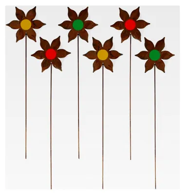 Produktbild von Gartenstecker Blumen aus Rost, bunt, 6 Stück