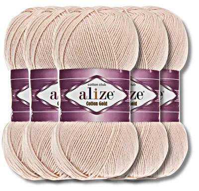 Produktbild von Alize 5x 100g Baumwolle Gold Wolle, Uni, Häkeln, Stricken (Nude | 382)