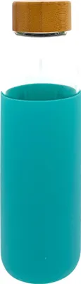 Obrázek produktu pro Láhev na pití - Láhev na vodu - Máta - Silikonový obal - Bambusový šroubovací uzávěr - 540 ml