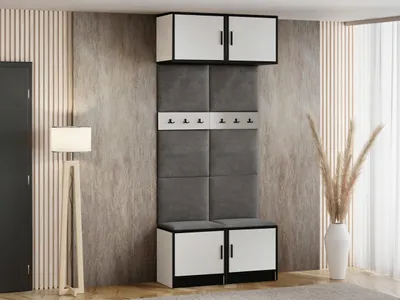Produktbild von KierMoebel Kleiderschrank ROJ, Schlafzimmer Schrank Weiß & Grau 104,6x247x39 cm