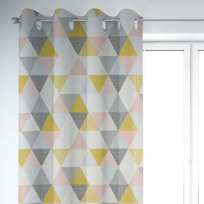 Produktbild von SCHÖNER LEBEN. Vorhang Brio Dreiecke Sorbet rosa senf blau grau 245cm Aufhängung Ösen
