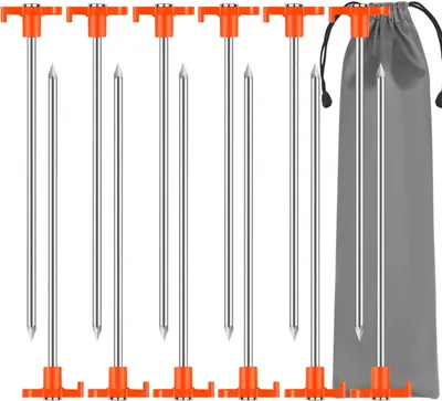 Obrázok produktu pre Balenie 12 stanových kolíkov 20 cm, oranžové, odolné voči búrke, s taškou, na kempovanie