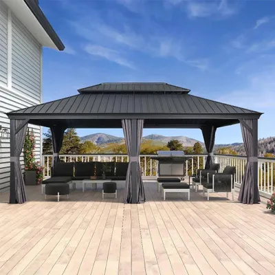 Produktbild von PURPLE LEAF Hardtop Pavillon 4.25x6m wasserdicht winterfest und stabil für den Garten,grau
