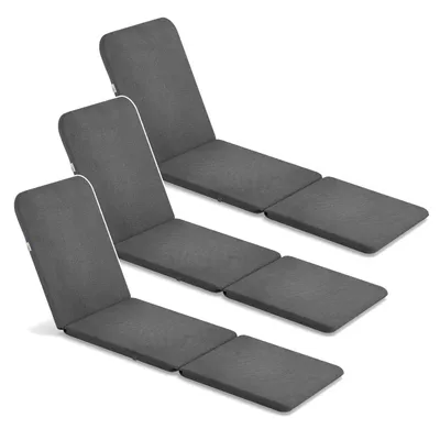 Produktbild von 3x Kissen für Liegestuhl „Jaipur“ Farbe: Dunkelgrau Stoff S-500 Größe 190 x 60 cm zwei Befestigungssysteme wasserabweisend