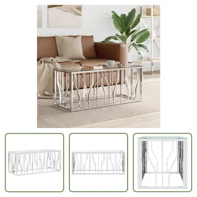 Immagine prodotto di Tavolino The Living Store 110x45x45 cm in acciaio inox e vetro