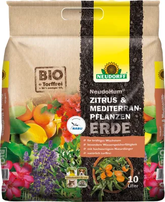 Produktbild von Neudorff NeudoHum Zitrus- & MediterranpflanzenErde 10 Liter torffreie  Erde