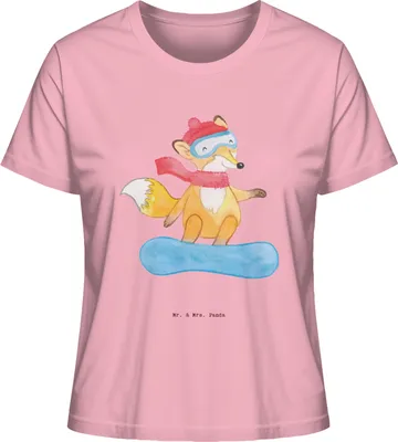 Produktbild von Mr. & Mrs. Panda Oberteil Damen Hase Snowboarden Größe M - Baumwolle Pink - Geschenk, Shirt Mit Print, Wintersport, Snowboard, Snowboardschule, T-Shirt, Sommershirt, Basic