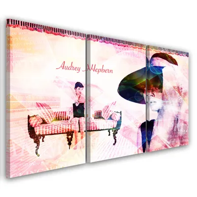 Produktbild von Triptychon auf leinwand rosa menschen 150x100 cm Feeby rosa wandbild bereit zum aufhängen