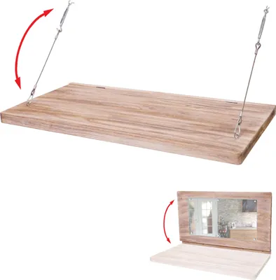 Produktbild von Wandtisch HWC-H48, Wandklapptisch Wandregal Tisch mit Spiegel (ggfs defekt), klappbar Massiv-Holz  100x50cm